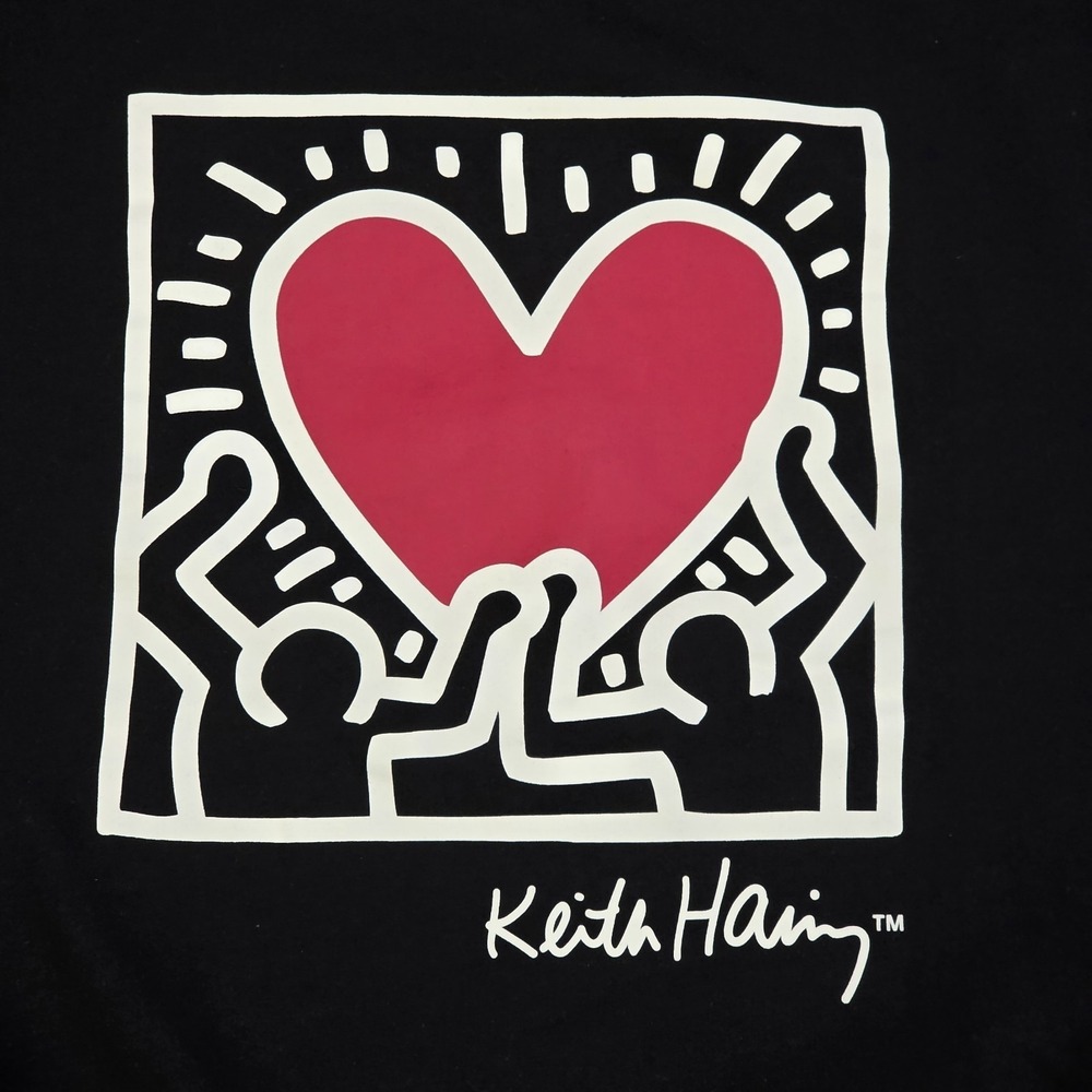 Keith Haring Sweatshirt Black Dancing Heart Graphic Art Women's Size‎ Large - Picture 2 of 8